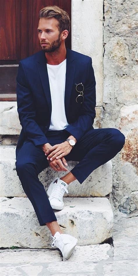 business casual with white sneakers